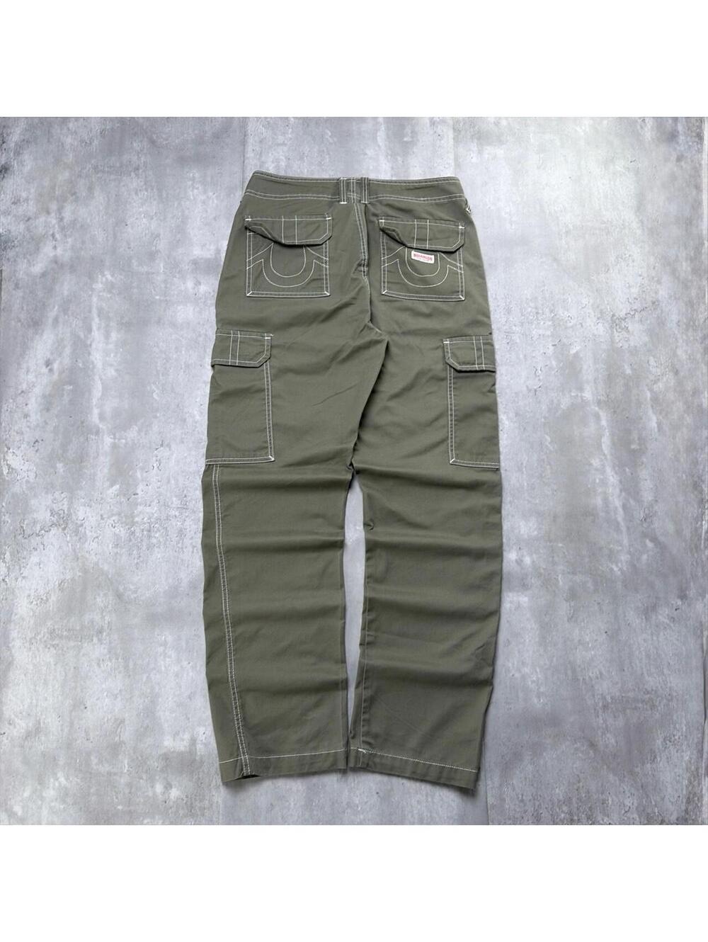 Y2K Olive Green True Religion Grunge Baggy Skater Pants